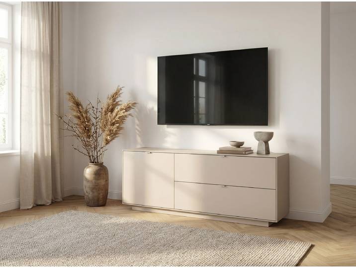 Meuble TV - 160 cm Panneau aggloméré, enduit Beige 160 x 62 x 38cm