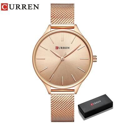 Uplift Essentials Elegant Matte Dial Mesh Strap Watch Luxury Stainless Steel Japanese Quartz Timepiece With Premium Display Box rose Gold