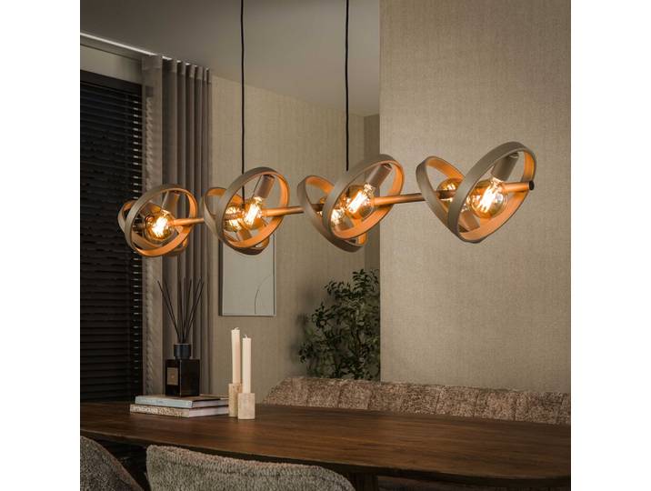 8-Ringe-Pendellicht-Esstisch Hover Sand – Ø 26 cm Lyora - 8406/43