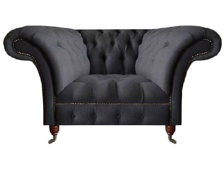 Xlmoebel Chesterfield-Sessel Grauer Textilsessel mit Chesterfield-Steppung für elegantes Wohnen (1-St., Sessel), Hergestellt in Europa