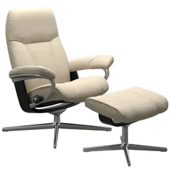 Stressless Sessel mit Hocker Consul Cross Leder Beige Batick Cream L (Large)