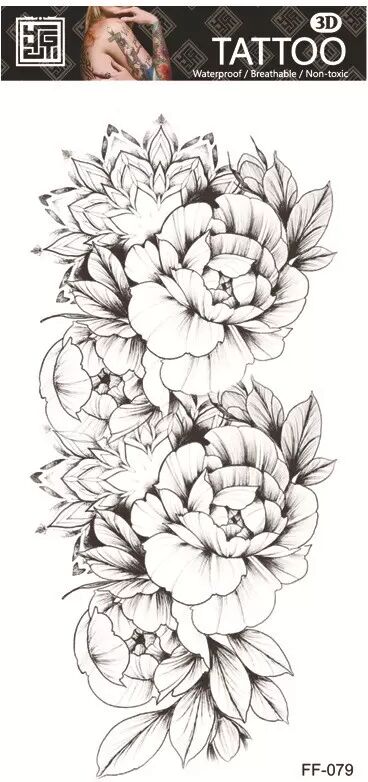 INF Wasserfestes temporäres Tattoo - Blumenmuster model 2