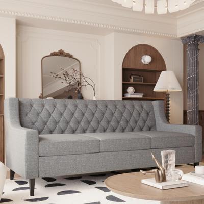 Loedds 78.75-inch 3-Seat Mid-Century Polyester Sofa with Button Tufting and Resilient Foam Cushioning for Living Room