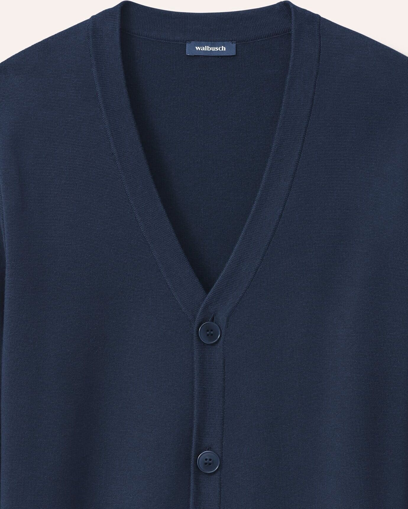 Walbusch Milano Cardigan mit Baumwolle, noch offen: Größenlauf, Farbe Blau, 50, elastische Baumwollmischung moderner Milano-Strick Herren