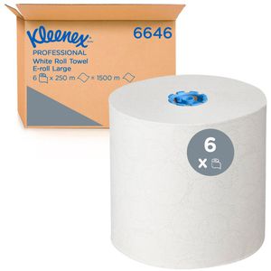 Kleenex Handtuchrollen E-roll Large 6646, 1-lagig, Airflex, weiß, 19,1cm x 250m, 6 Rollen