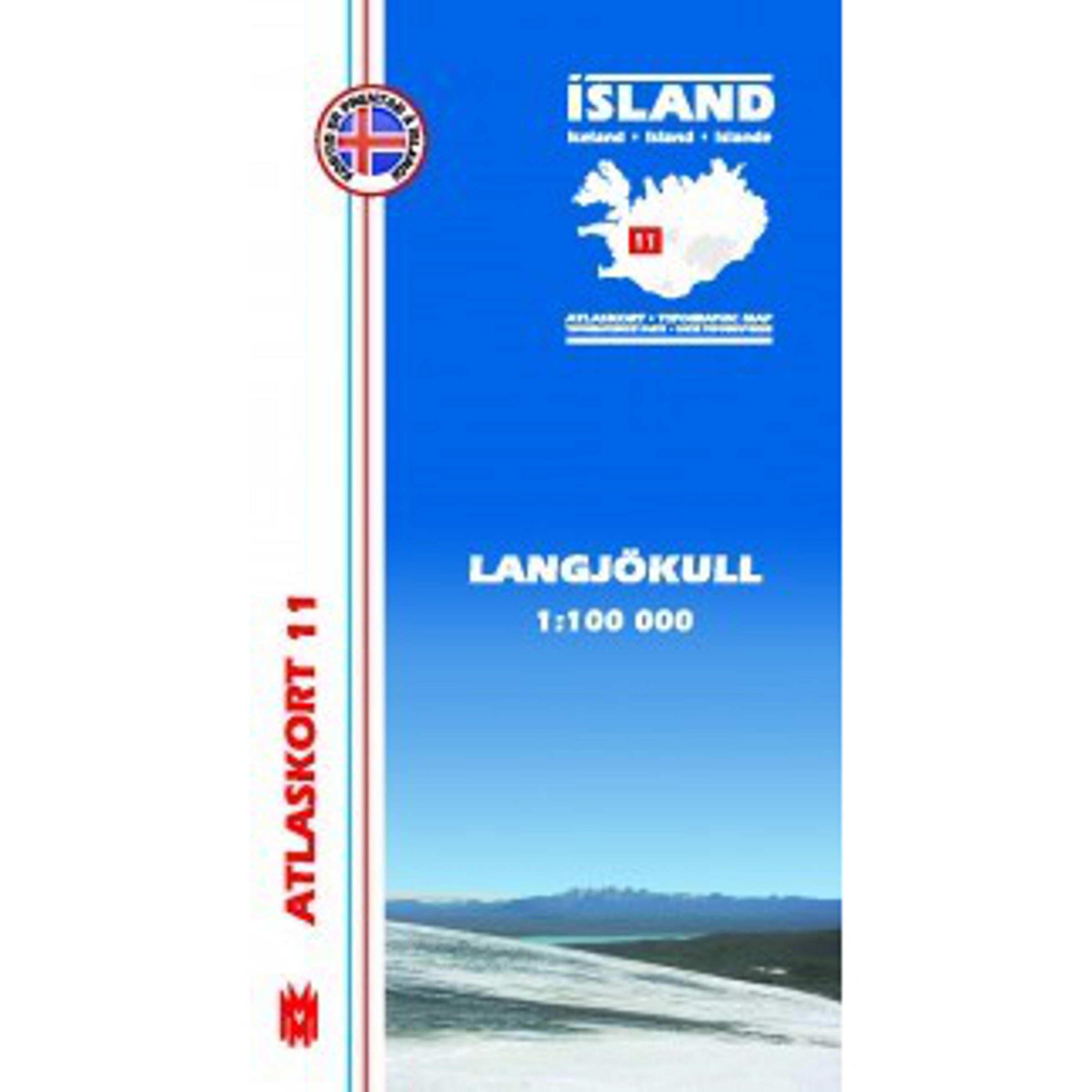 Mal og menning Island Atlaskort 11 Langjökull Topografische Karten