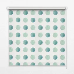 INNENROLLO - Fensterrollo - Rollo - 80x140 cm - Türkisfarbene Punkte auf weißem Hintergrund