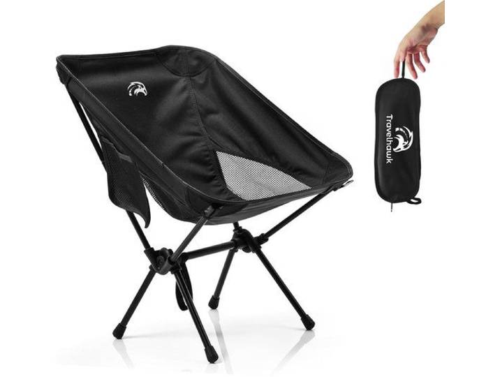 Travelhawk Campingstoel - Opvouwbaar - Lichtgewicht - Zwart