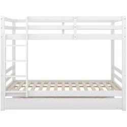 STILVORA Etagenbett Kiefernholz Weiß 140x200 cm mit Ausziehbett und Treppe