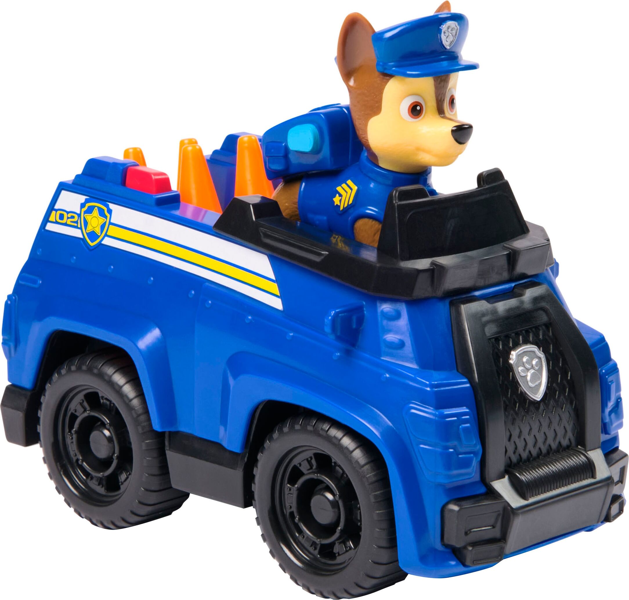 Spielzeug-Auto SPIN MASTER "PAW Patrol, Basic Vehicle Chase", bunt, Spielzeugfahrzeuge, KinderB:20,64cm H:20,64cm T:7,62cm, Kunststoff, Spielzeug-Auto, zum Teil aus recycelten Material, B:20,64cm H:20,64cm T:7,62cm