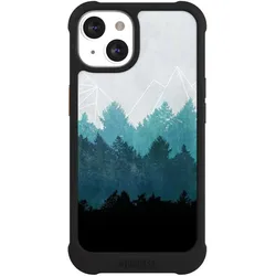 Nivocase Hülle für Apple iPhone 13 Stossfeste Handyhülle NIVOmax Case Schwarz Abstrakt Baum Wald (Apple iPhone 13), Smartphone Hülle, Schwarz