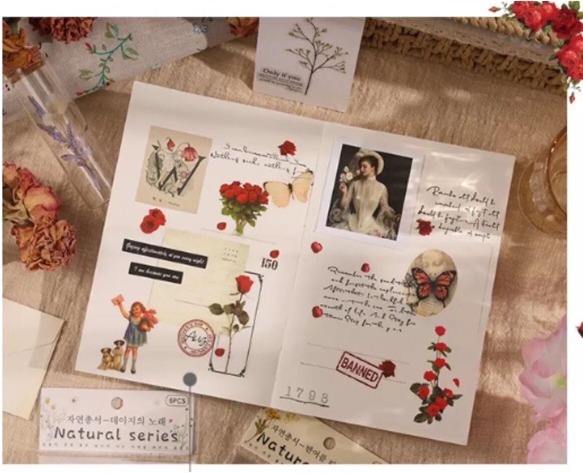 INF Yan Ning Mu Lan Planner-Aufkleber 5er-Pack - Bunte PET-Journal-Aufkleber mit klaren Drucken, 11.4cm x17cm Bögen für