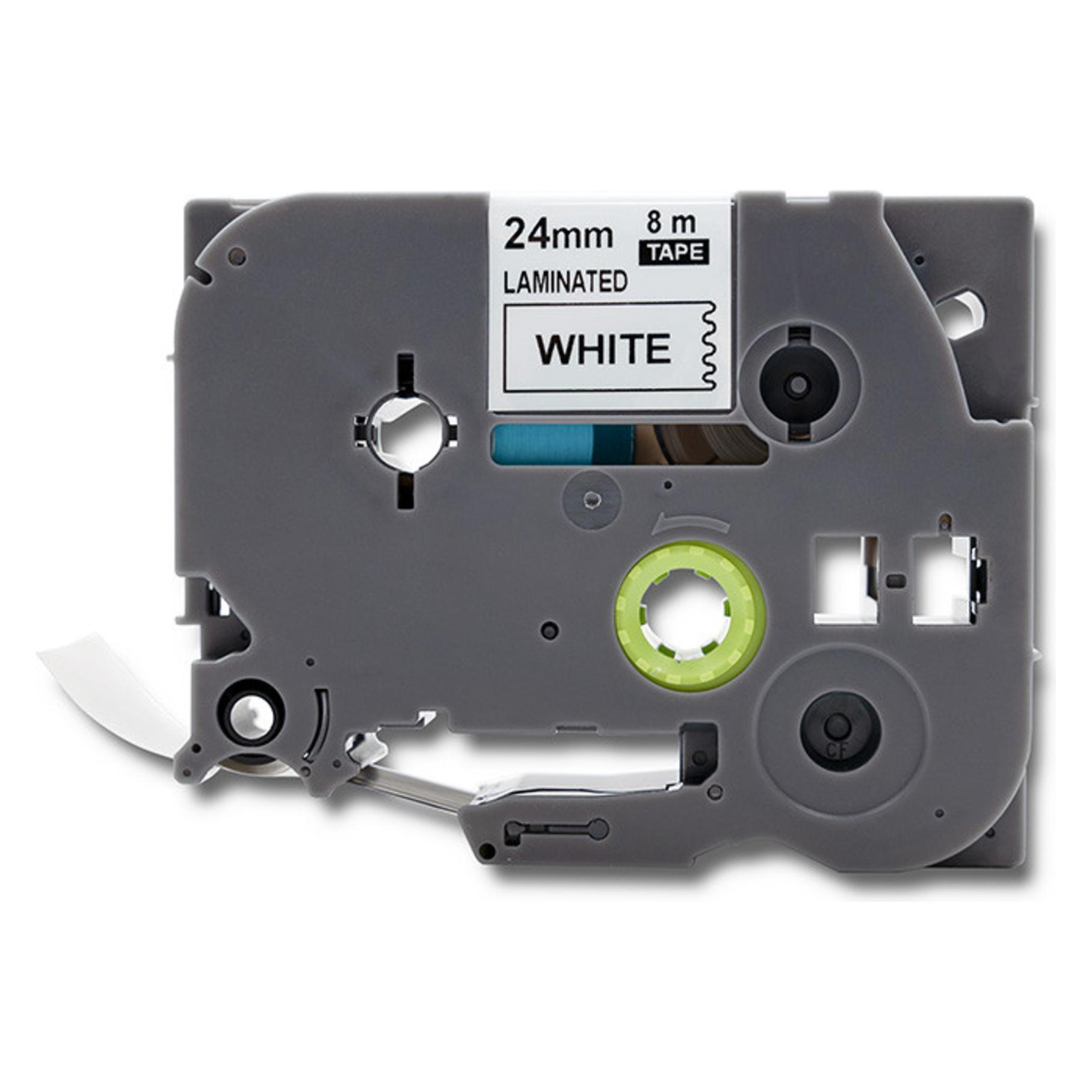 Qoltec Taśma do BROTHER TZ2-251 | 24mm x 8m | Biała / Czarny nadruk (2.40 cm, Schwarz, Weiss) (50749)