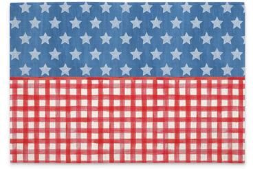 FirstDawn Old Glory Gingham 4-Pack Poly-Cotton Blend Placemats Manufactured in The USA Machine Washable Dryer Safe - Multi
