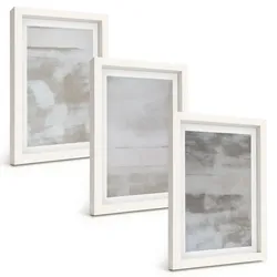 BILDER SET 3er Set - 20x30 cm Weißer Rahmen - Moderne, Used-Look-Texturen