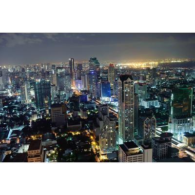 Fototapete PAPERMOON "Stadt bei Nacht", bunt, B:2,5m L:1,86m, Vlies, Tapeten
