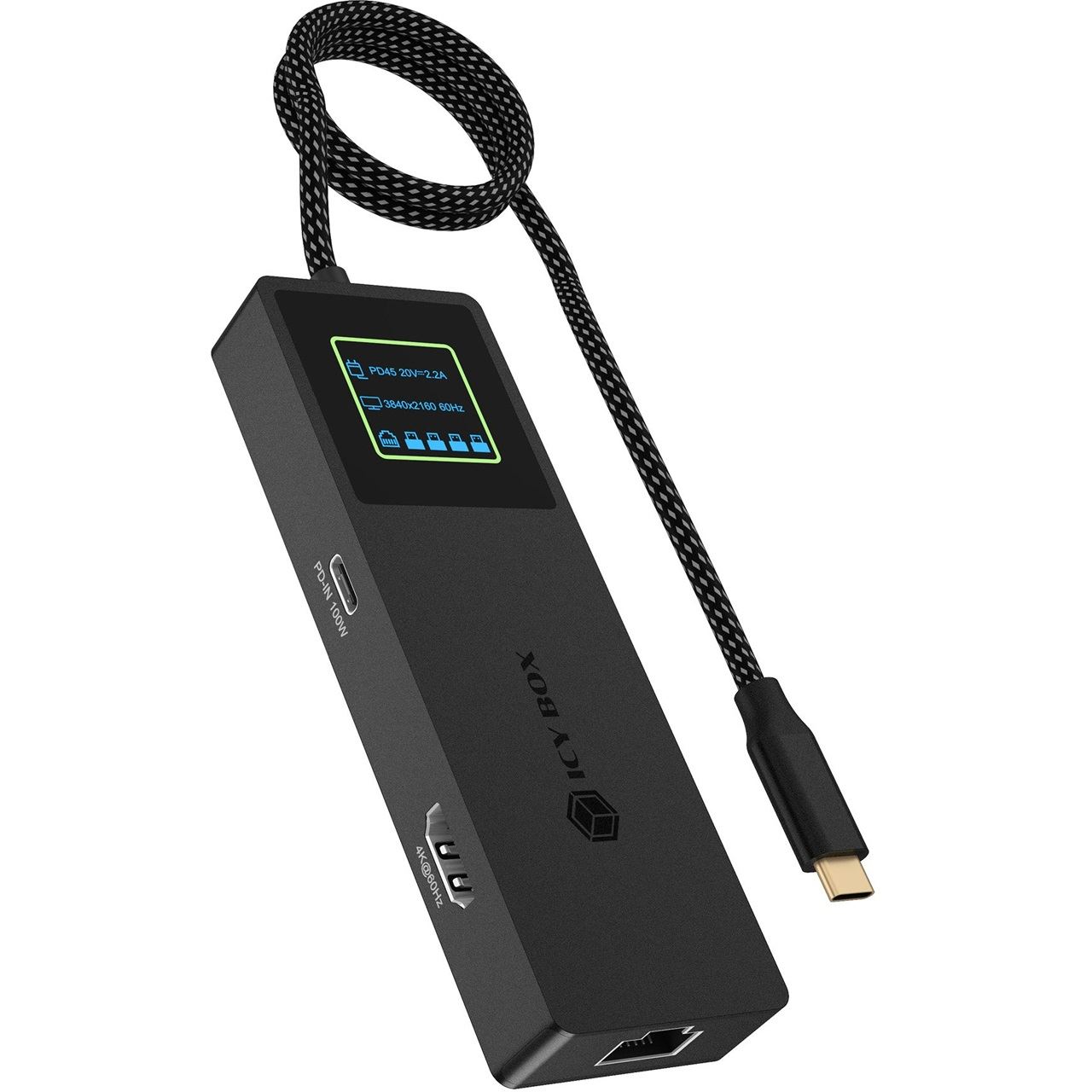 Icy Box IB-DK4038-LCD (anthrazit, mit LCD-Display)