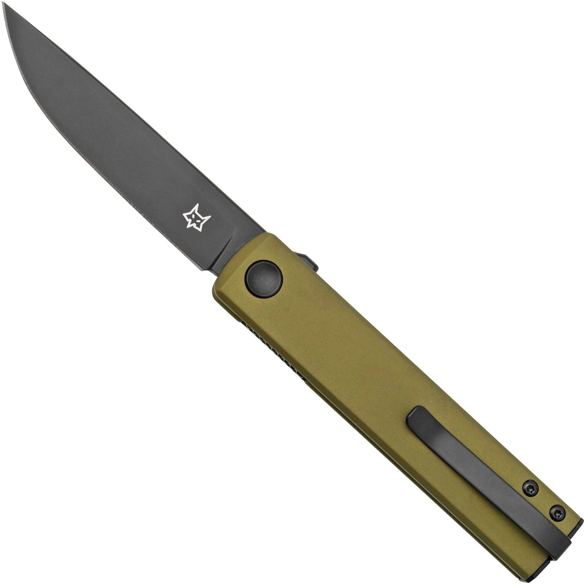 Fox Knives Chnops, FX-543 ALG, Green Aluminum, Black Becut coltello da tasca, Riccardo Gobbato design