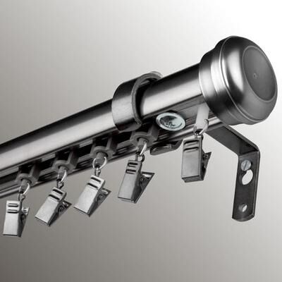 Rod Desyne "Roslin Traverse Curtain Rod Set, 110"" to 156"", Pewter"