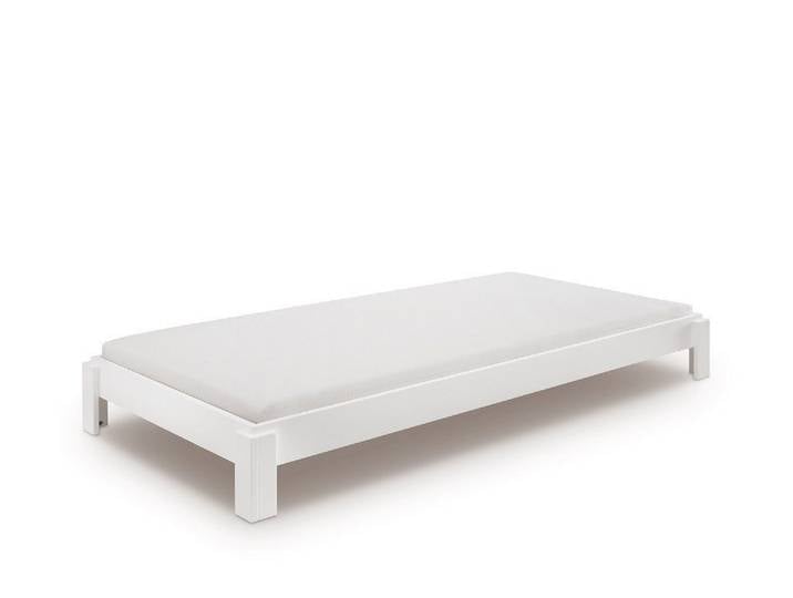 Main Möbel Stapelbett Einzelbett Stapelbett 90x200cm 'Dubi' Buche massiv weiß lackiert