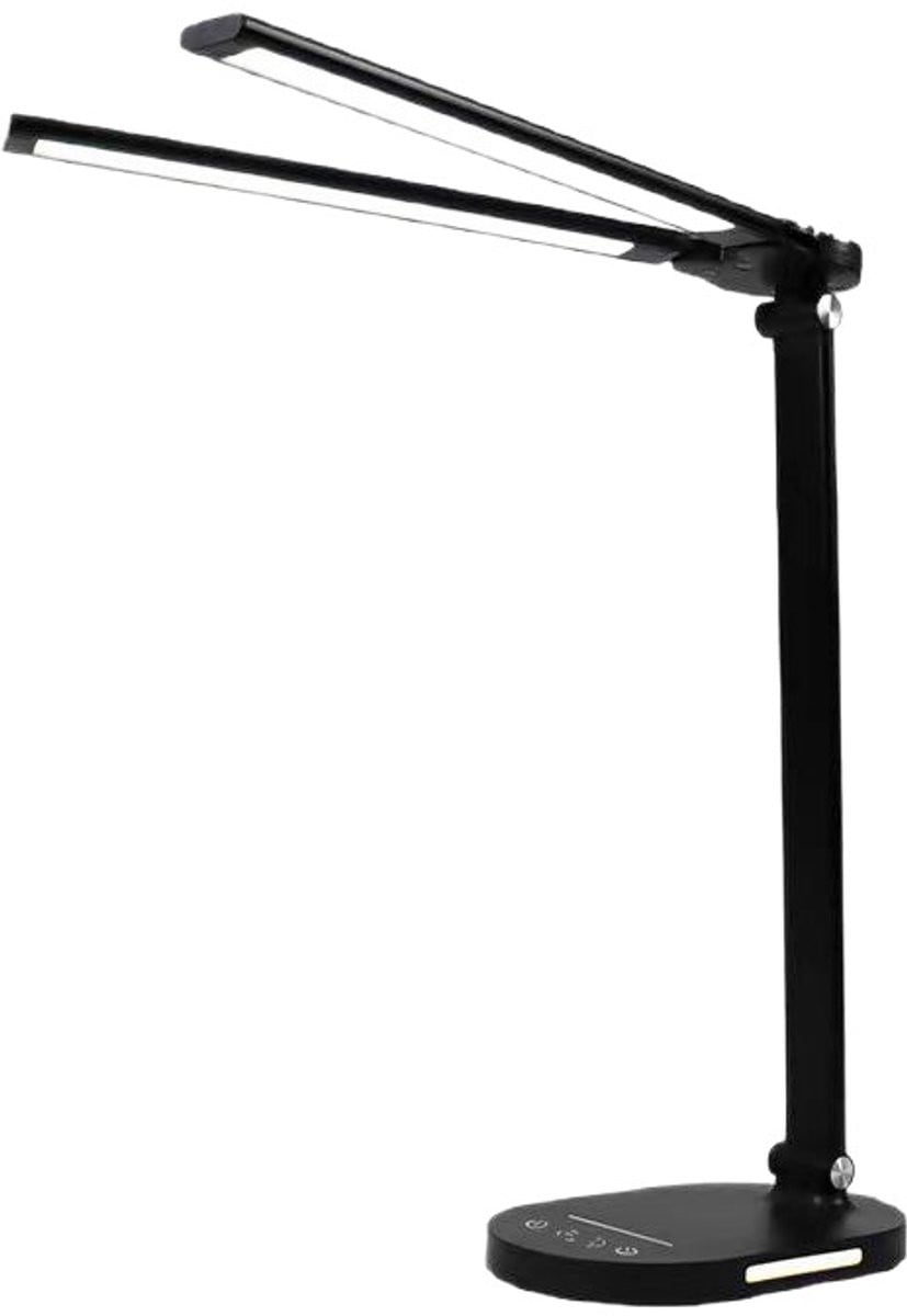 Oplaadbare LED-bureaulamp met dubbele kop en vijf kleurtemperaturen - Zwart