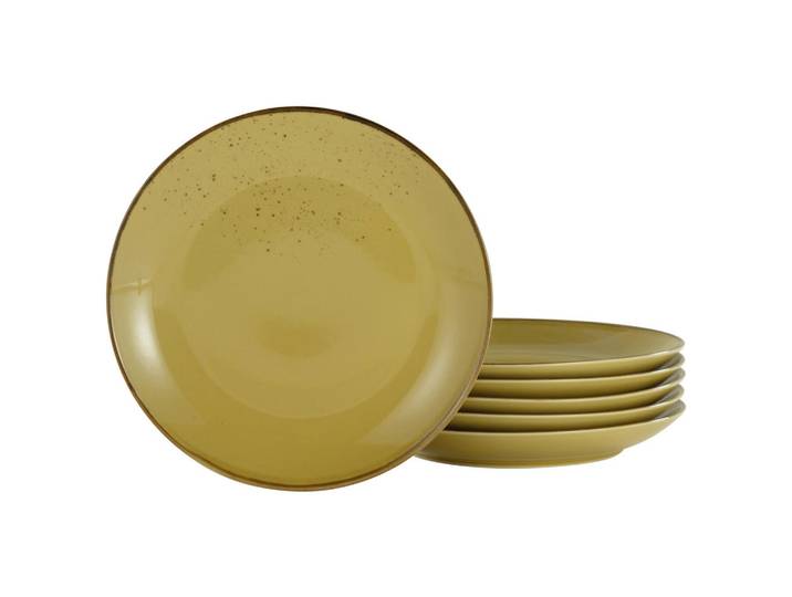 Creatable Speisetellerset, Currygelb, Keramik, 6-teilig, Geschirr, Teller, Teller-Sets