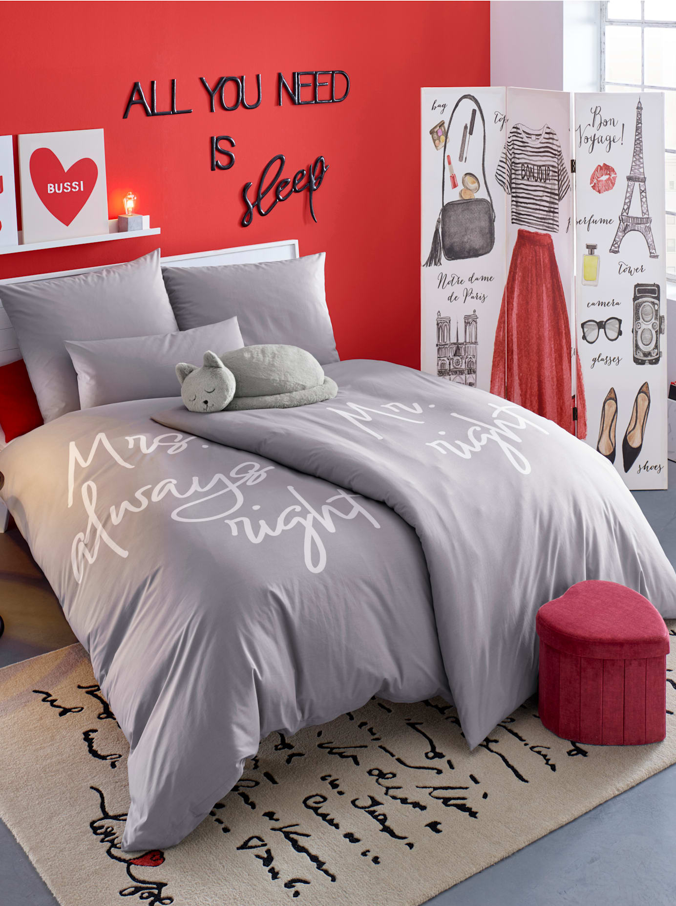 Kopfkissen HEINE HOME, grau, B:60cm, 100% Polyester, Kopfkissen, Kopfkissen
