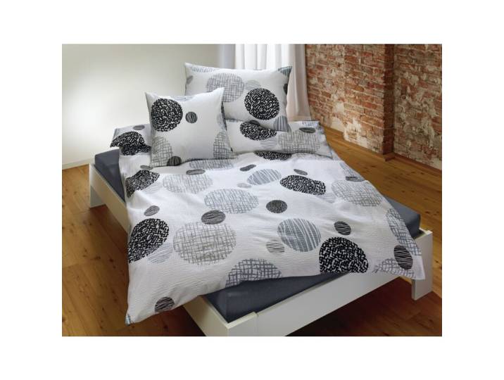 Bettwäsche mit Kreismuster in grau und schwarz – Kissenbezug – 65x65 cm