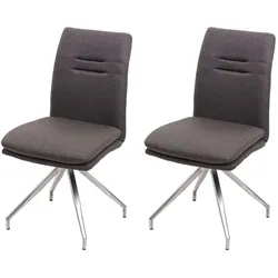 Décoshop26 - 2 Esszimmer-/Küchenstühle in graubraunem Stoff und Edelstahl stilvoll und bequem 04_0000414