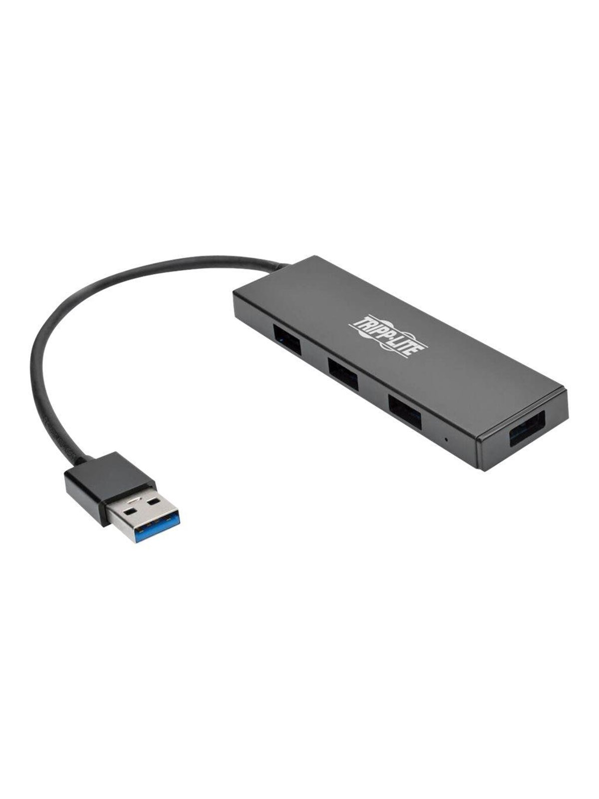 Tripp Lite 4-Port Portable Slim USB 3.0 Superspeed Hub w/ Built In Cable - hub - 4 ports USB-Hubs - 4 - Schwarz