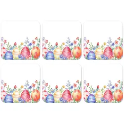 GLASUNTERSETZER 6er-Set Blumengarten - Bunt - Eier Tischset für Gläser 10x10 cm