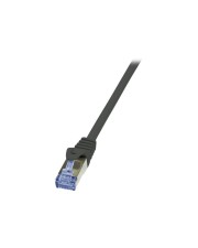 LogiLink PrimeLine Patch-Kabel RJ-45 M bis M 0.5 m SFTP PiMF CAT 6a halogenfrei geformt ohne Haken Schwarz (CQ3023S)