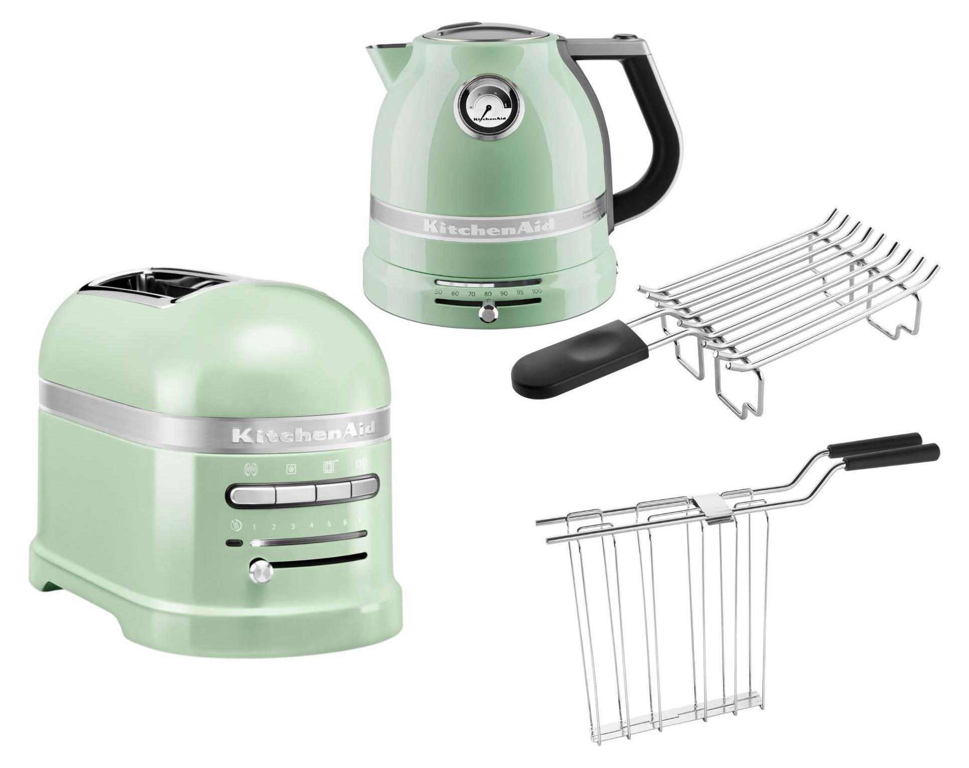 KitchenAid Artisan Frühstücksset inkl. Wasserkocher 5KEK1522, 2 Scheiben Toaster 5KMT2204 und Brötchenaufsatz Pistazie