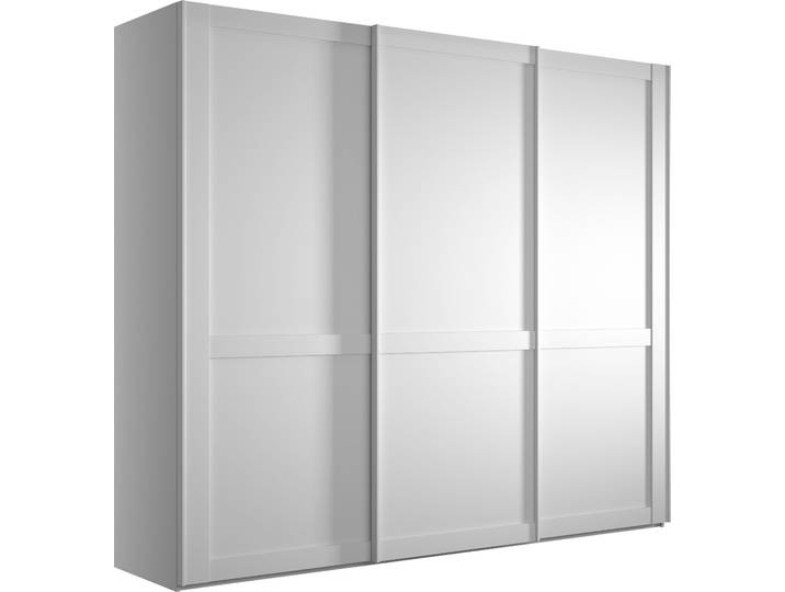 Schwebetürenschrank WIEMANN Göteborg , weiss (weiß), B:246,3cm H:220cm T:67cm, Holzwerkstoff, Schränke, Schwebetürenschrank, Querriegel und Griffleisten im Korpusfarbton