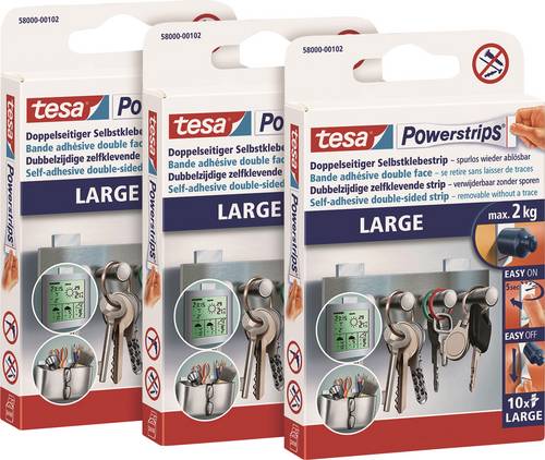 Tesa POWERSTRIPS Large Doppelseitiger Klebestreifen Weiß Inhalt: 30St.