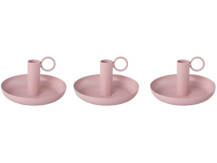 Kerzenhalter CREATIV HOME Stabkerzenhalter WUZZ , rosa, H:6cm Ø:13cm, Metall, Kerzenhalter, Kerzenhalter, aus Metall, mit dekorativem Henkel