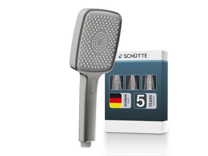 SCHÜTTE Handbrause HAWAII mit Antikalk-Noppen Duschkopf mit komfortablem Druckknopf und 3 einstellbaren Strahlarten Brausekopf Antikalk für die Dusche Graphit