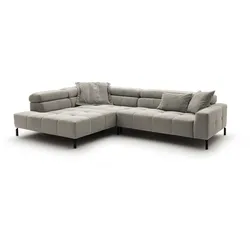 ECKSOFA MIT MOTORISCHEM SITZVORZUG OHIO Silber Cord Relaxfunktion