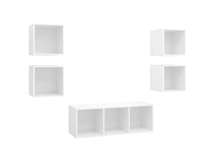 Todiikf 5-TLG. TV-Schrank-Set Wandmontage Weiß Holzwerkstoff Wandhängendes 5-teiliges Möbel-Ensemble im modernen Design für Ihr Wohnzimmer, pflegeleicht mit feuchtem Tuch abwischbar.