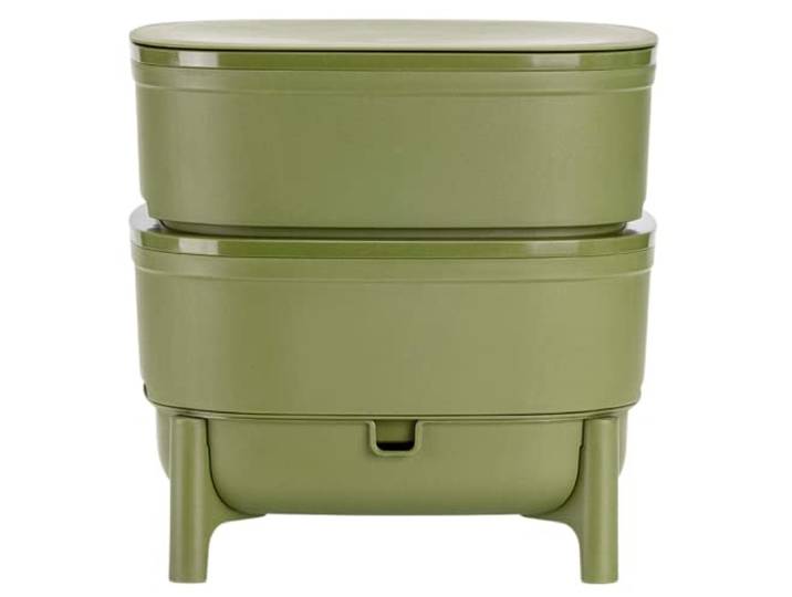 Vermicompost Wormbox voor keuken en balkon, lijkt op turf, designemmer van 100% gerecycled kunststof, volume 30 l, groen