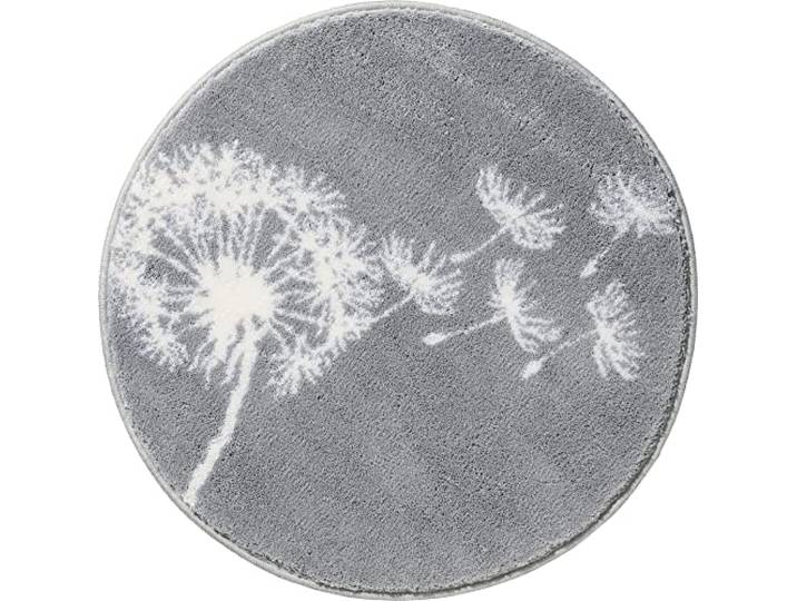 Erwin Müller Badematte, Badteppich, Badvorleger Pusteblume Prasonisi grau Größe rund: 80 cm Ø - rutschhemmend, flauschig weich, für Fußbodenheizung geeignet