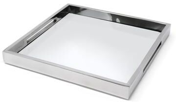 Vivience Large Square Mirror Tray with Handles, Available in 3 Colors and Sizes