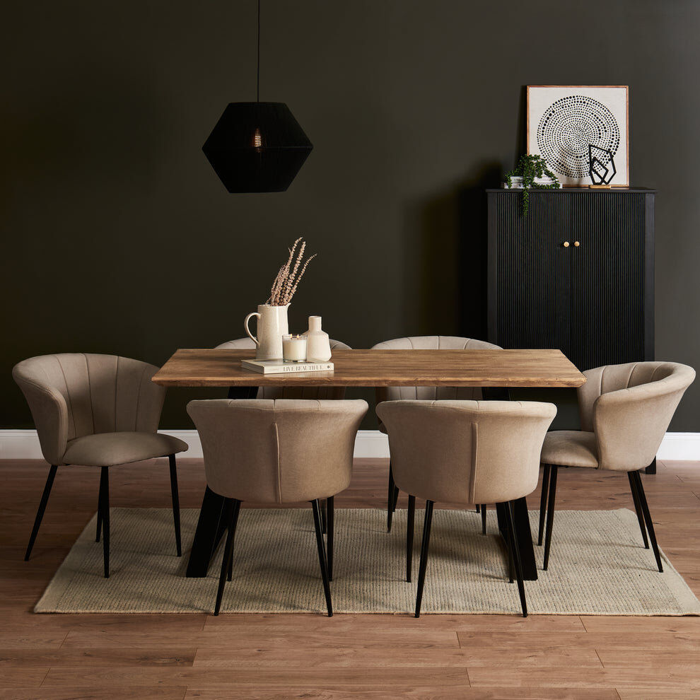 George Oliver Sabillasville Rectangular with Steel Base Dining Table Mangowood