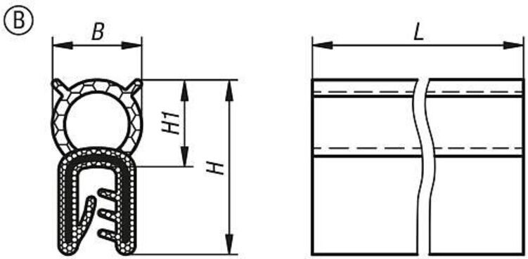 KIPP Kantenschutz-Dichtprofil 2000 x 11 x 22mm EPDM schwarz (K1368.122X2000)