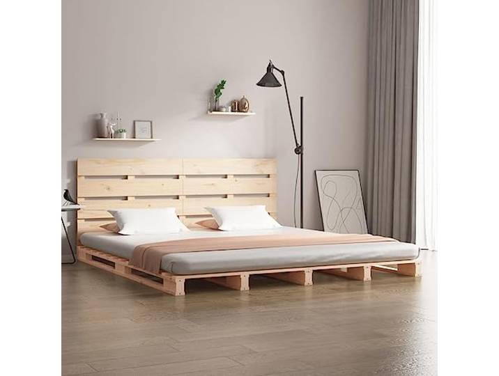 RJPLMFV Bettgestell, 120 x 190 cm, Kiefernholz, massiv, kleines Doppelbett Kopfteil mit Lattenrost, modernes Design, Gewichtsverteilung, ohne Matratze