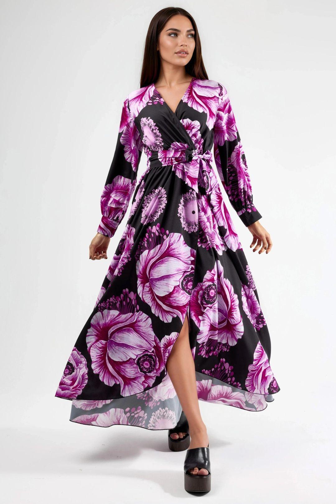 Bloemige Midi-jurk met Strikdetail