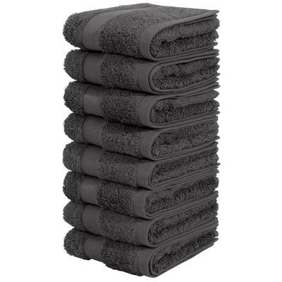 Gaestehandtuecher OTTO HOME "Vanessa, 8 Gästehandtücher, 30x50cm, in Standard- und Premium-Qualität", grau (anthrazit), B:50cm L:30cm, Walkfrottee, Obermaterial: 100% Baumwolle, Handtücher, Handtücher mit Bordüre, 100% Baumwolle, einfarbig, weich