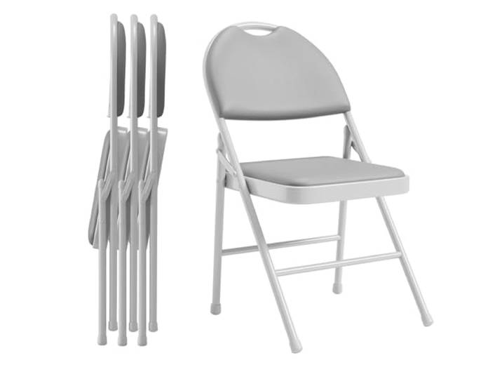 IDEALHOUSE Klappstuhl 4er Set mit PU-Leder & Polsterung Hohe Rückenlehne, stabiler Metallrahmen, rutschfeste Füße, fLeicht & Platzsparend, für Büro, Zuhause, Events