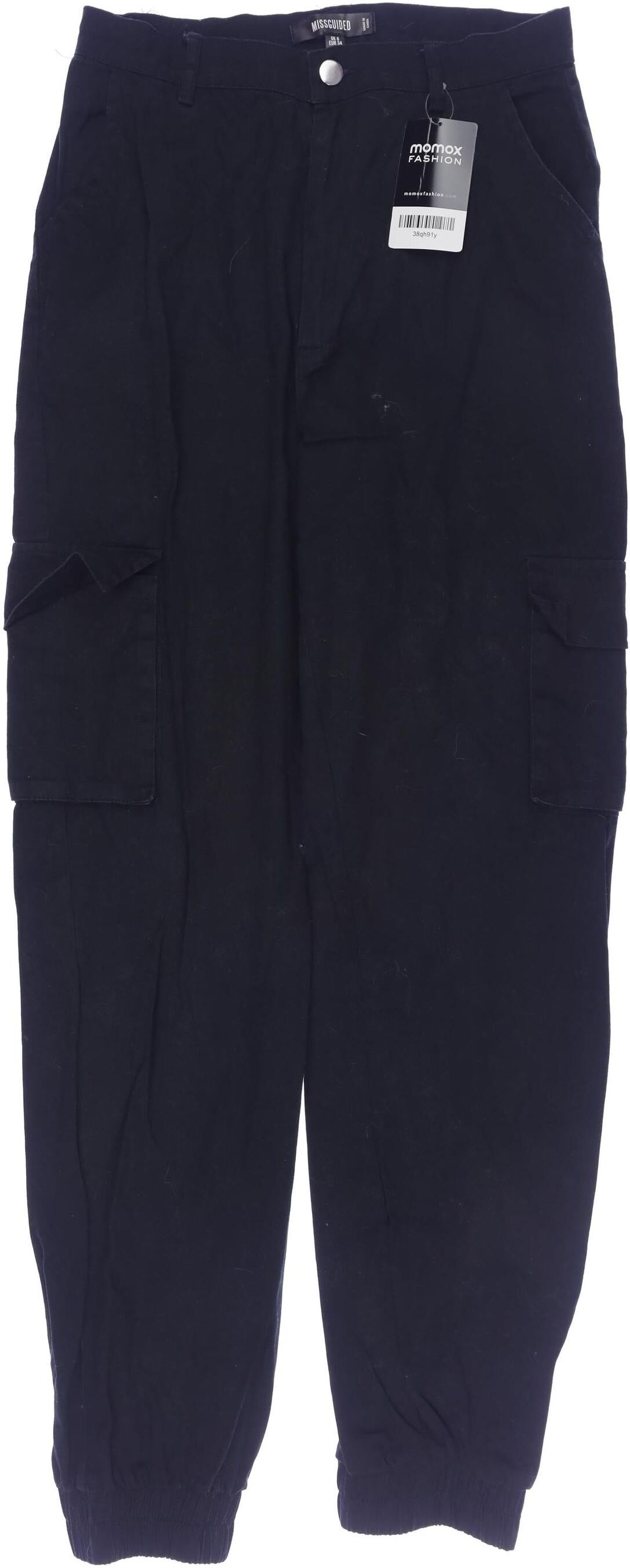 Missguided Damen Stoffhose, Schwarz, Gr. EU 34, Baumwolle - Second Hand