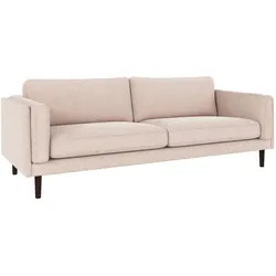 Sofa Braden 3-Sitzer Stoff, klassisch gepolstert, Beine Eiche braun, Bezug hellbeige